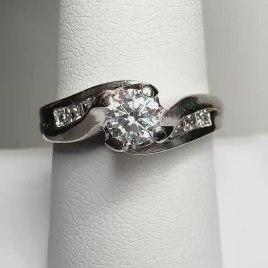 Love Story Diamond Vintage Engagement Style Ring in Solid 14k White Gold 2/3ctw size 8.25