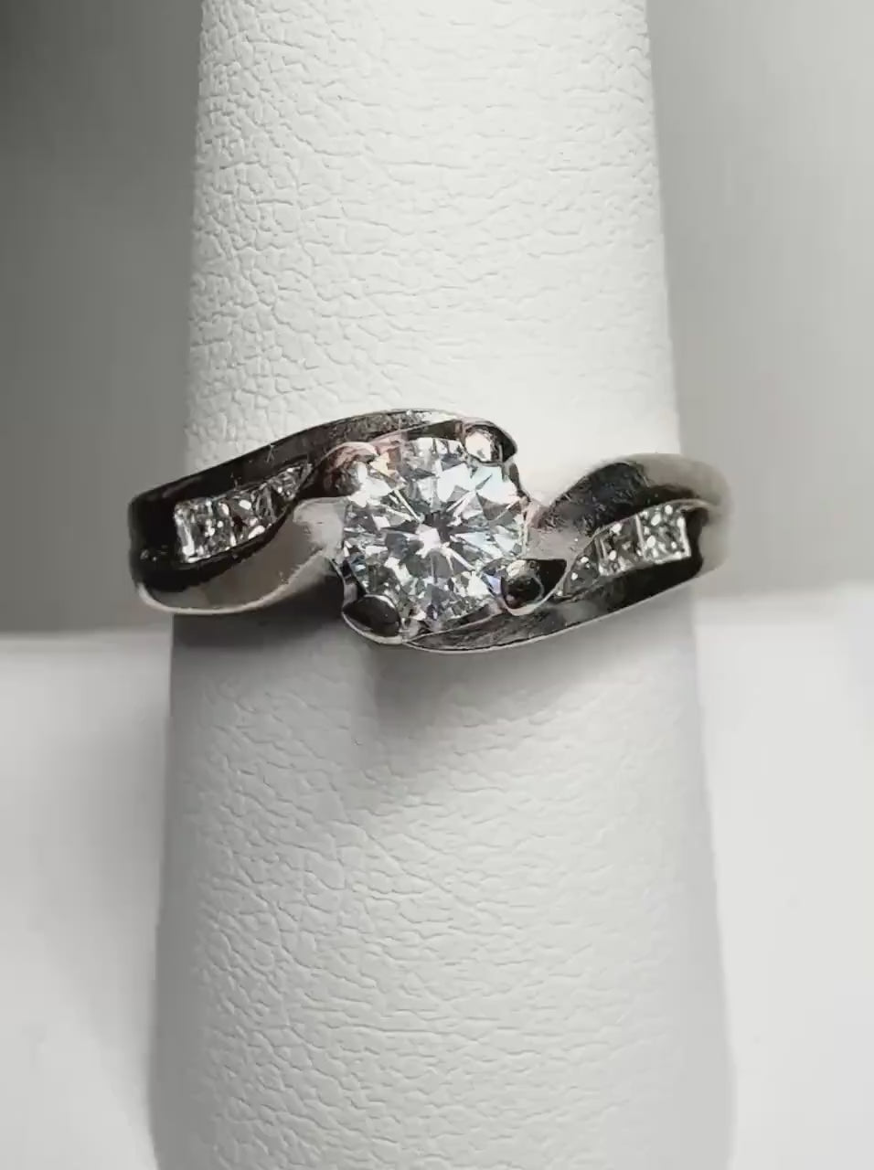 Love Story Diamond Vintage Engagement Style Ring in Solid 14k White Gold 2/3ctw size 8.25
