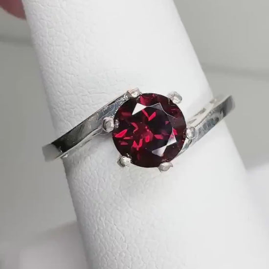 Pyrope Garnet Bypass Ring in Sterling Silver size 7