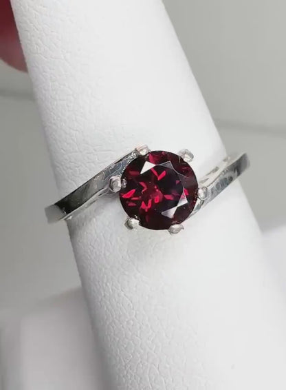 Pyrope Garnet Bypass Ring in Sterling Silver size 7