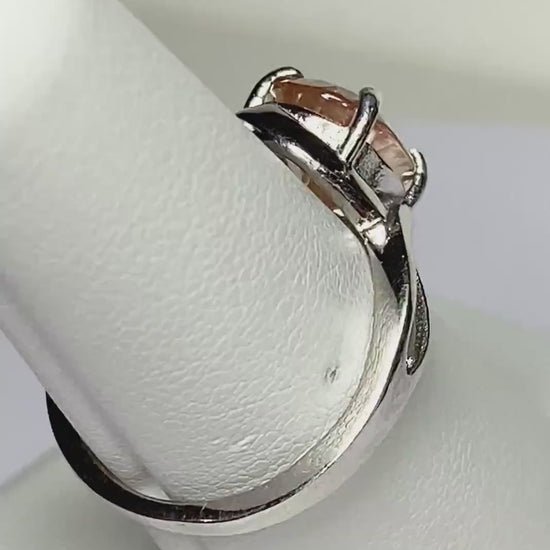 Peach Oregon Sunstone 8x10mm Oval Solitaire in sterling silver ring size 7