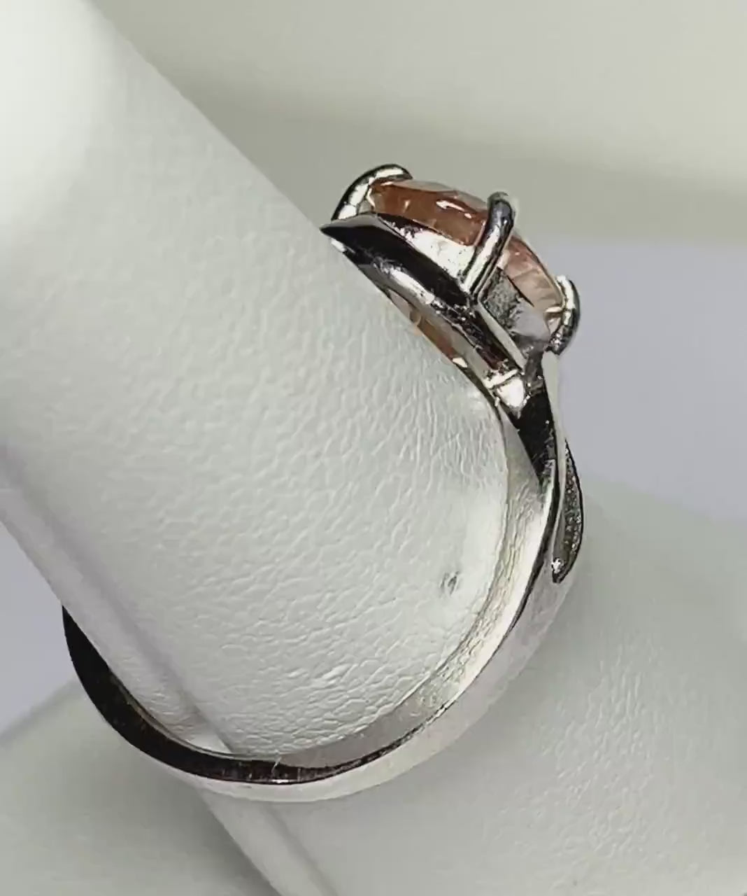 Peach Oregon Sunstone 8x10mm Oval Solitaire in sterling silver ring size 7