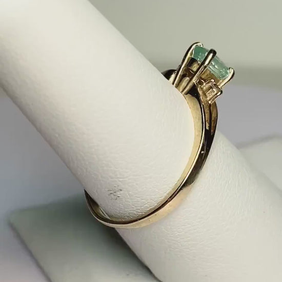 Genuine Natural Paraiba Tourmaline Cuprian Elbaite Copper Bearing from Madagascar and Natural Diamond Ring Solid 14k Gold size 7.5