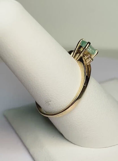 Genuine Natural Paraiba Tourmaline Cuprian Elbaite Copper Bearing from Madagascar and Natural Diamond Ring Solid 14k Gold size 7.5