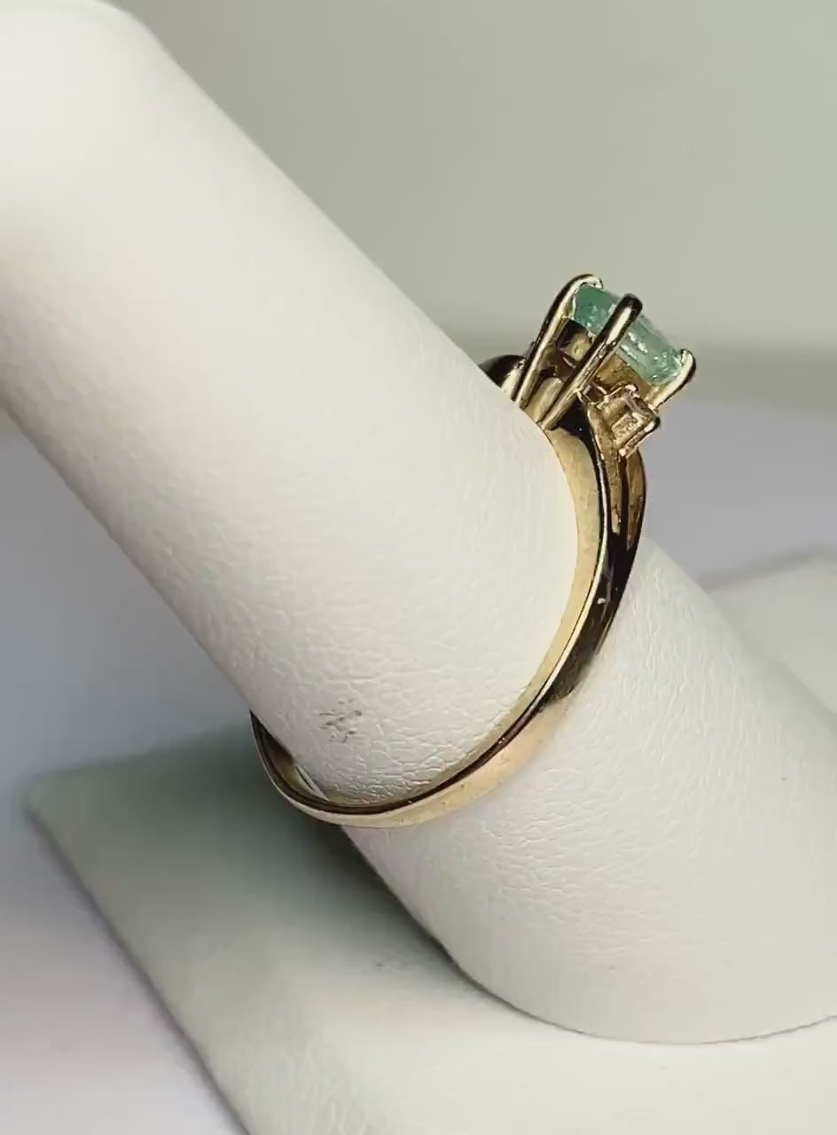 Genuine Natural Paraiba Tourmaline Cuprian Elbaite Copper Bearing from Madagascar and Natural Diamond Ring Solid 14k Gold size 7.5