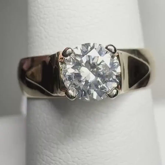 Vintage Diamond Solitaire Band Ring Solid 14k Gold .75ct 5.6g size 8