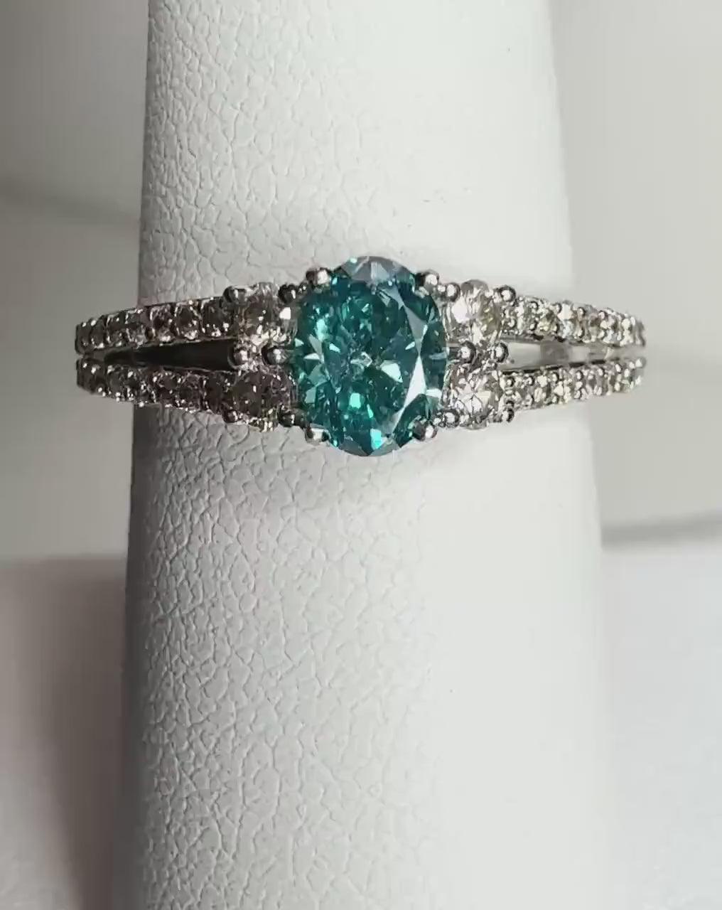 LeVian Band with SGL Certified Natural Blue Diamond and Champagne Diamonds Solid 14k White Gold Ring .40ctw size 7