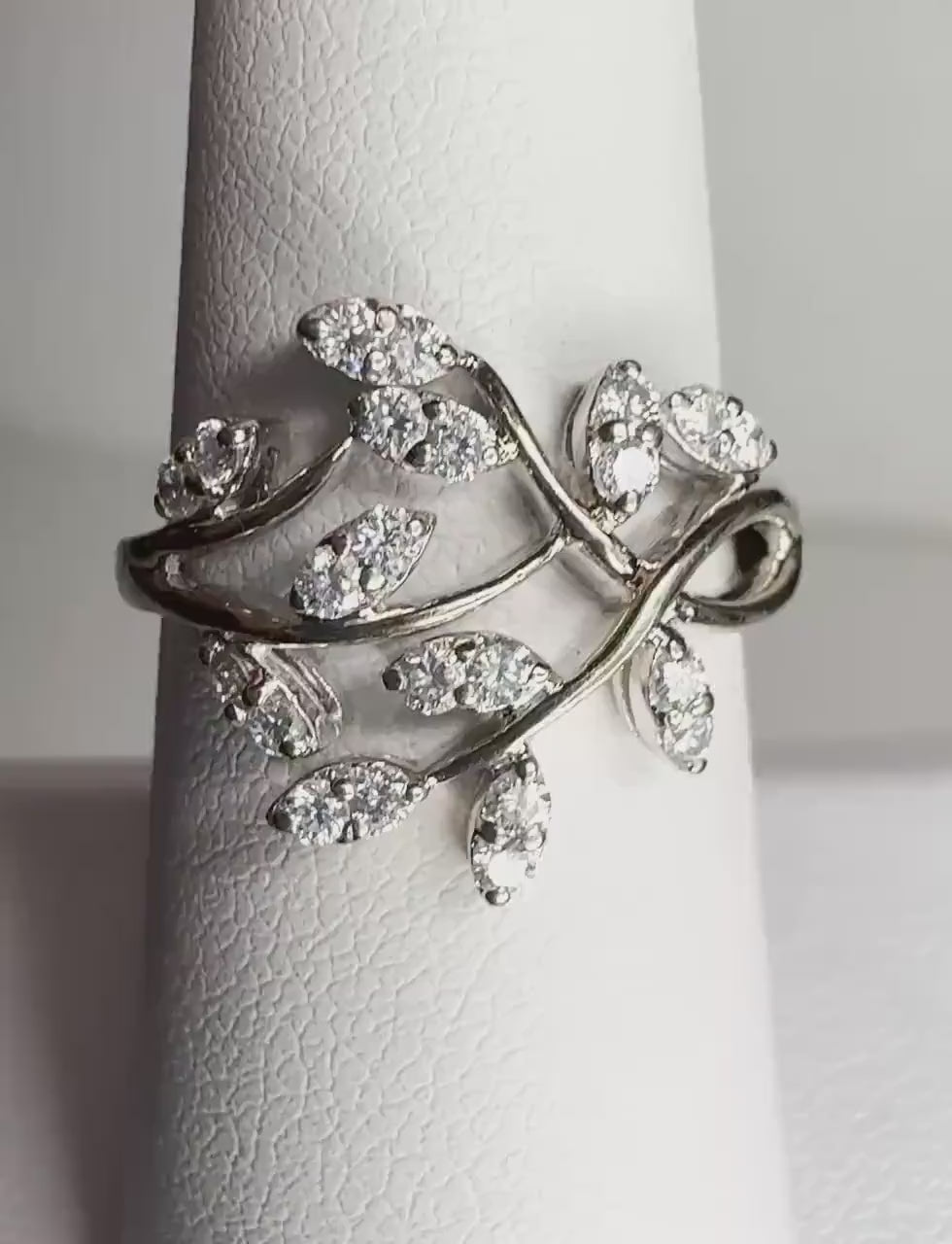 Diamond Ring 1/2ct Vine Style Ring in Solid 14k White Gold size 7.25