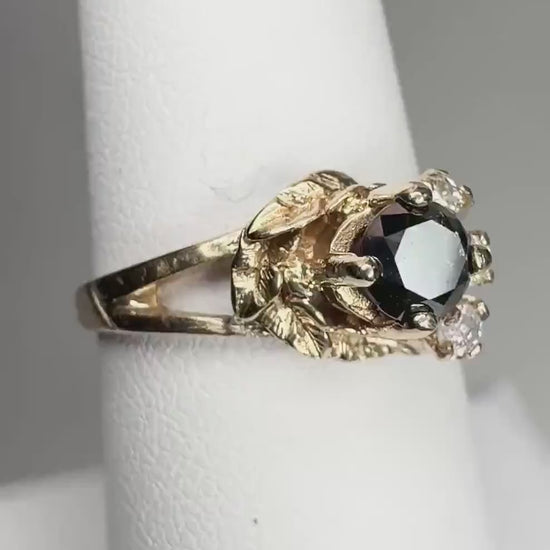 Natural Multi Color Diamond Engagement Style Ring Black Diamond Garland Solid 10k Gold size 7.25