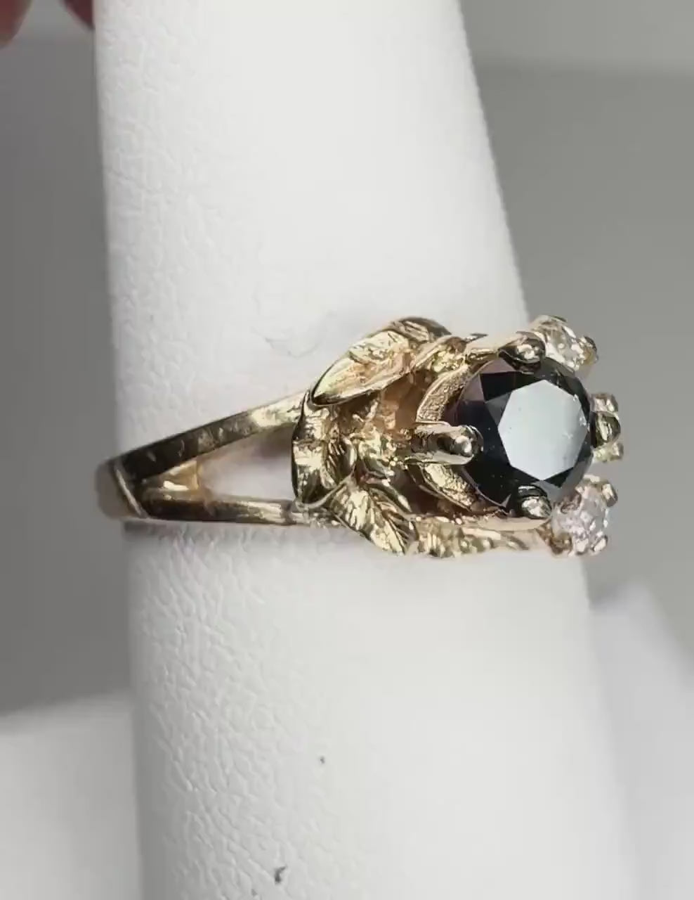 Natural Multi Color Diamond Engagement Style Ring Black Diamond Garland Solid 10k Gold size 7.25