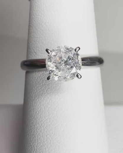Natural Diamond 1ct Round Solitaire Ring Solid 10k White Gold size 6.75