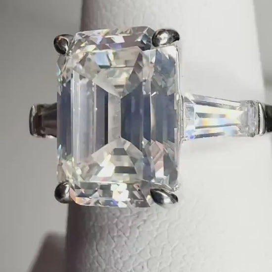 Emerald Cut 4ct CZ Solitaire Ring in Sterling Silver size 5.75