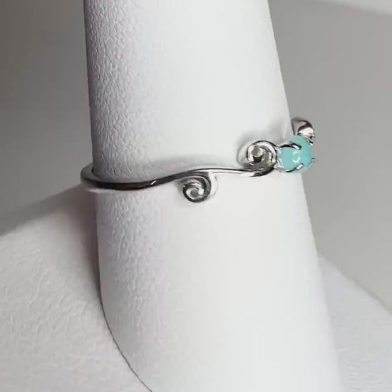 Brazilian Paraiba Tourmaline Swirl Ring in Sterling Silver size 9
