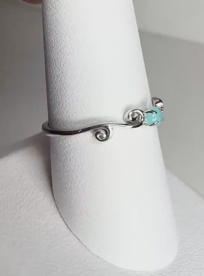 Brazilian Paraiba Tourmaline Swirl Ring in Sterling Silver size 9