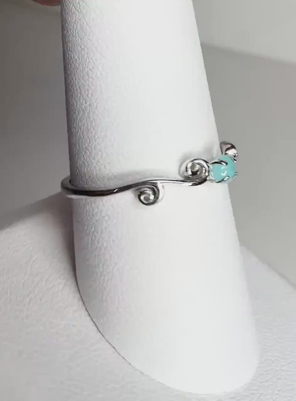 Brazilian Paraiba Tourmaline Swirl Ring in Sterling Silver size 9