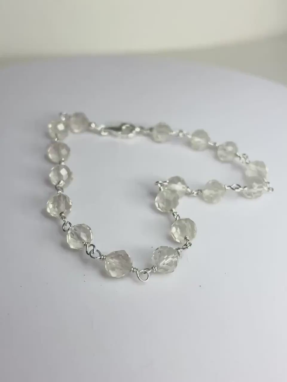 Oregon Sunstone Yellow Sterling Silver Beaded Bracelet 7 5/8"