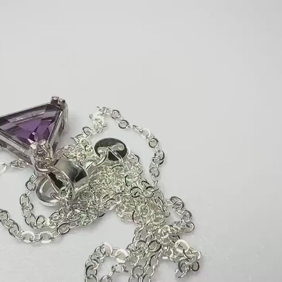 Arizona Four Peaks Amethyst Trillion Solitaire Pendant Necklace in Sterling Silver 20"