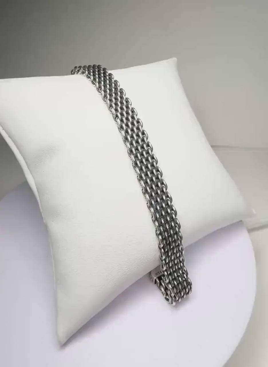 Vintage Tiffany & Co Sterling Silver Mesh Bracelet with Lobster Claw Clasp 29.6g 8" with box