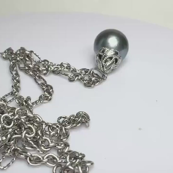 Vintage Tahitian Cultured Pearl 12mm Pendant on a James Avery Chain 20"