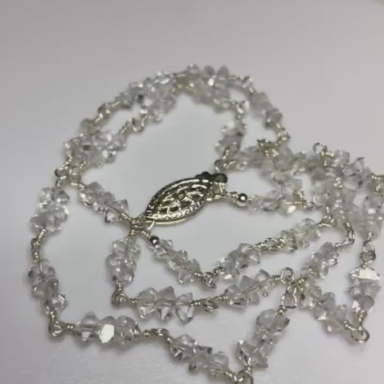 Herkimer diamond double terminated quartz necklace in sterling silver