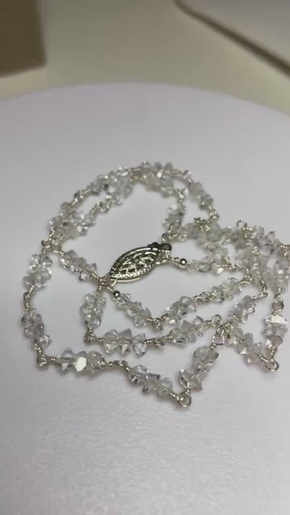 Herkimer diamond double terminated quartz necklace in sterling silver