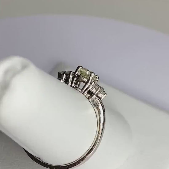 GIA Certified (Report) Natural Fancy Light Yellow VS1 .40ct center with White Diamonds Solid 14k Gold size 6.75