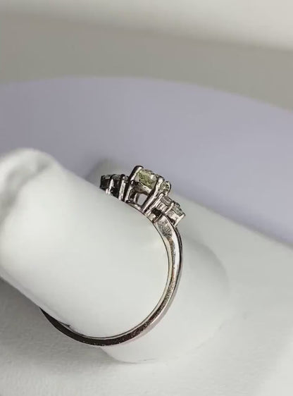 GIA Certified (Report) Natural Fancy Light Yellow VS1 .40ct center with White Diamonds Solid 14k Gold size 6.75