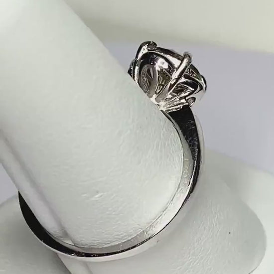 Dichroic Oregon Sunstone Color Shift Solitaire Ring in Sterling Silver size 8