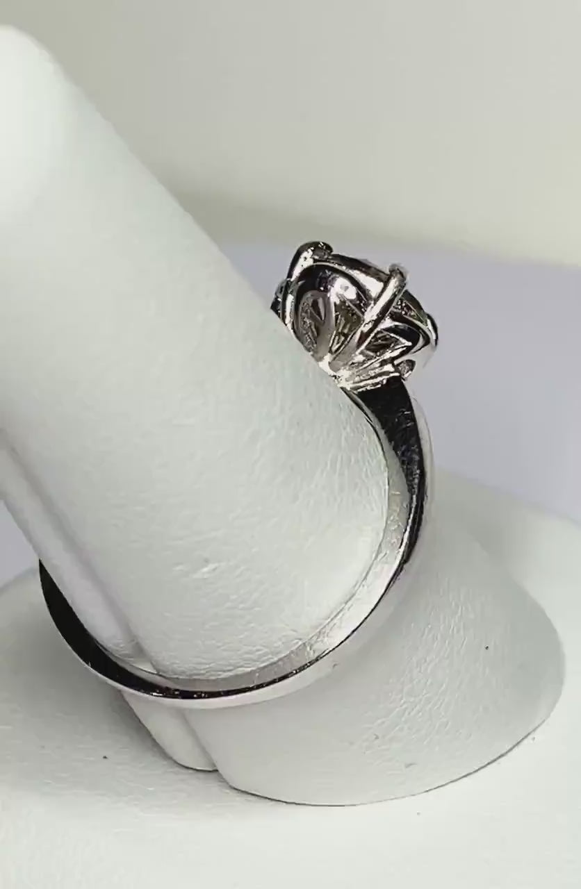 Dichroic Oregon Sunstone Color Shift Solitaire Ring in Sterling Silver size 8