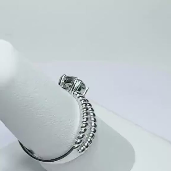 Dichroic Greenish Oregon Sunstone Rope Design Ring Solid Sterling Silver size 6.75