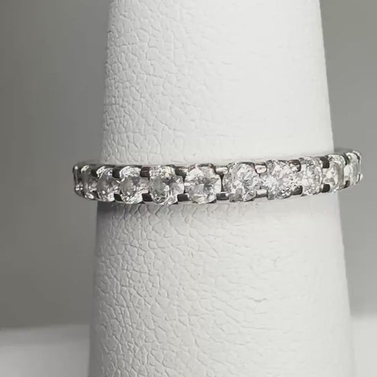 Natural Diamond 1ctw Full Eternity Band Ring Solid 14k White Gold size 6.25