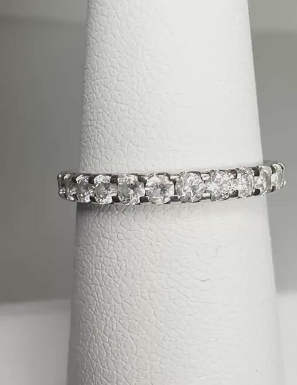 Natural Diamond 1ctw Full Eternity Band Ring Solid 14k White Gold size 6.25