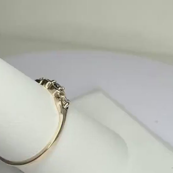 Natural Violet Blue Sapphire and Diamond Vintage Heart Band Ring in Solid 10k Gold size 6.75