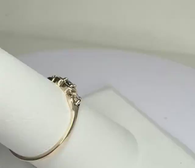 Natural Violet Blue Sapphire and Diamond Vintage Heart Band Ring in Solid 10k Gold size 6.75