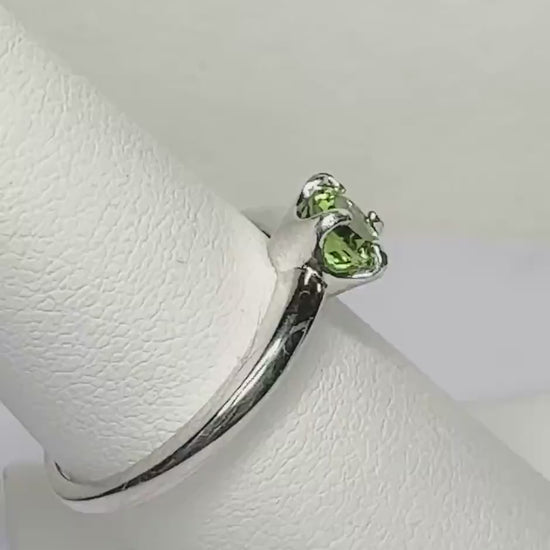 Natural Paraiba Green Tourmaline from Mozambique Solitaire Ring in Sterling Silver size 7