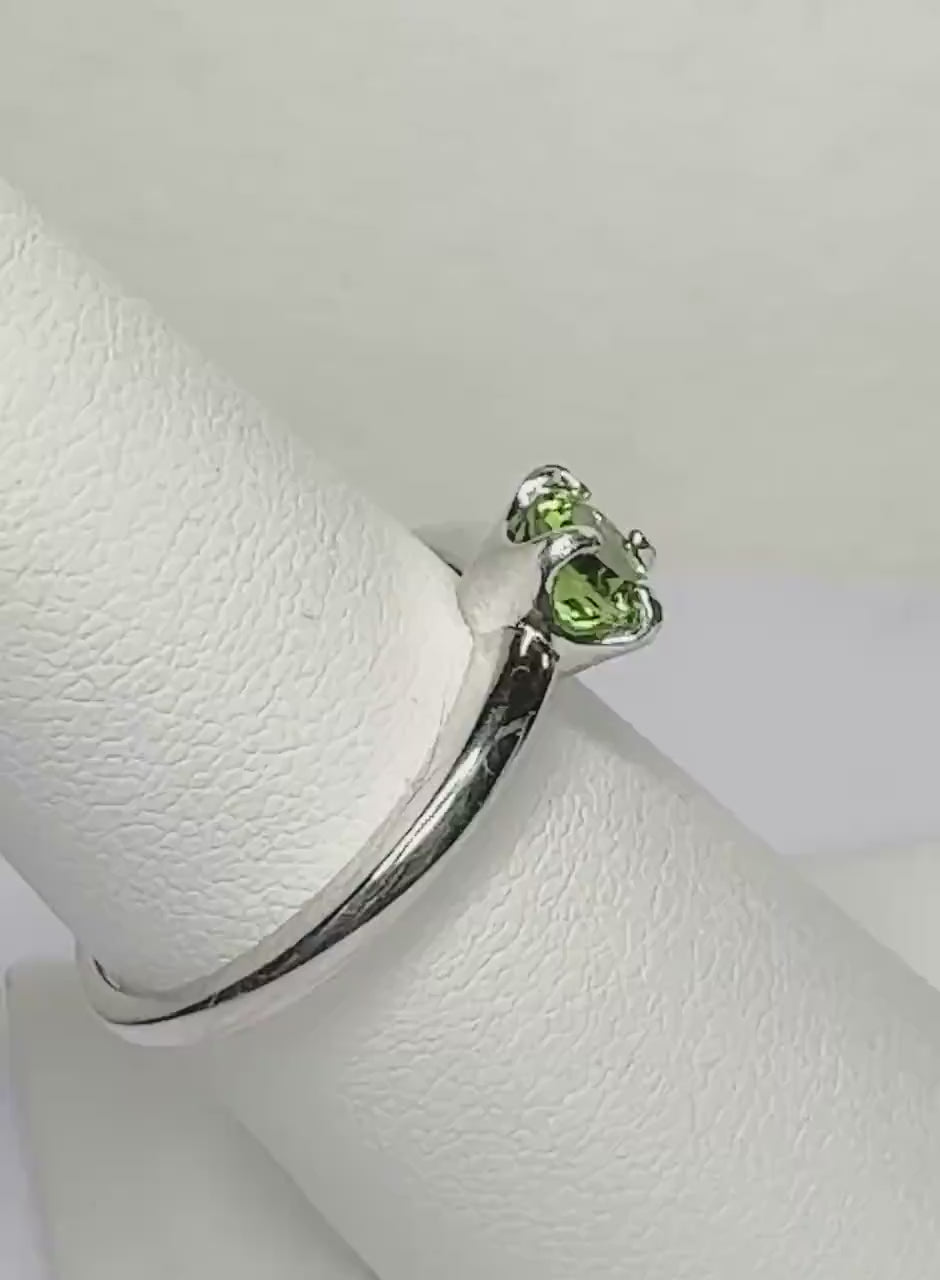 Natural Paraiba Green Tourmaline from Mozambique Solitaire Ring in Sterling Silver size 7