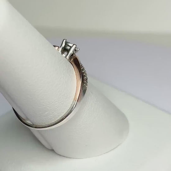 Solid 10k rose gold and sterling silver Diamond band engagement promise ring size 7