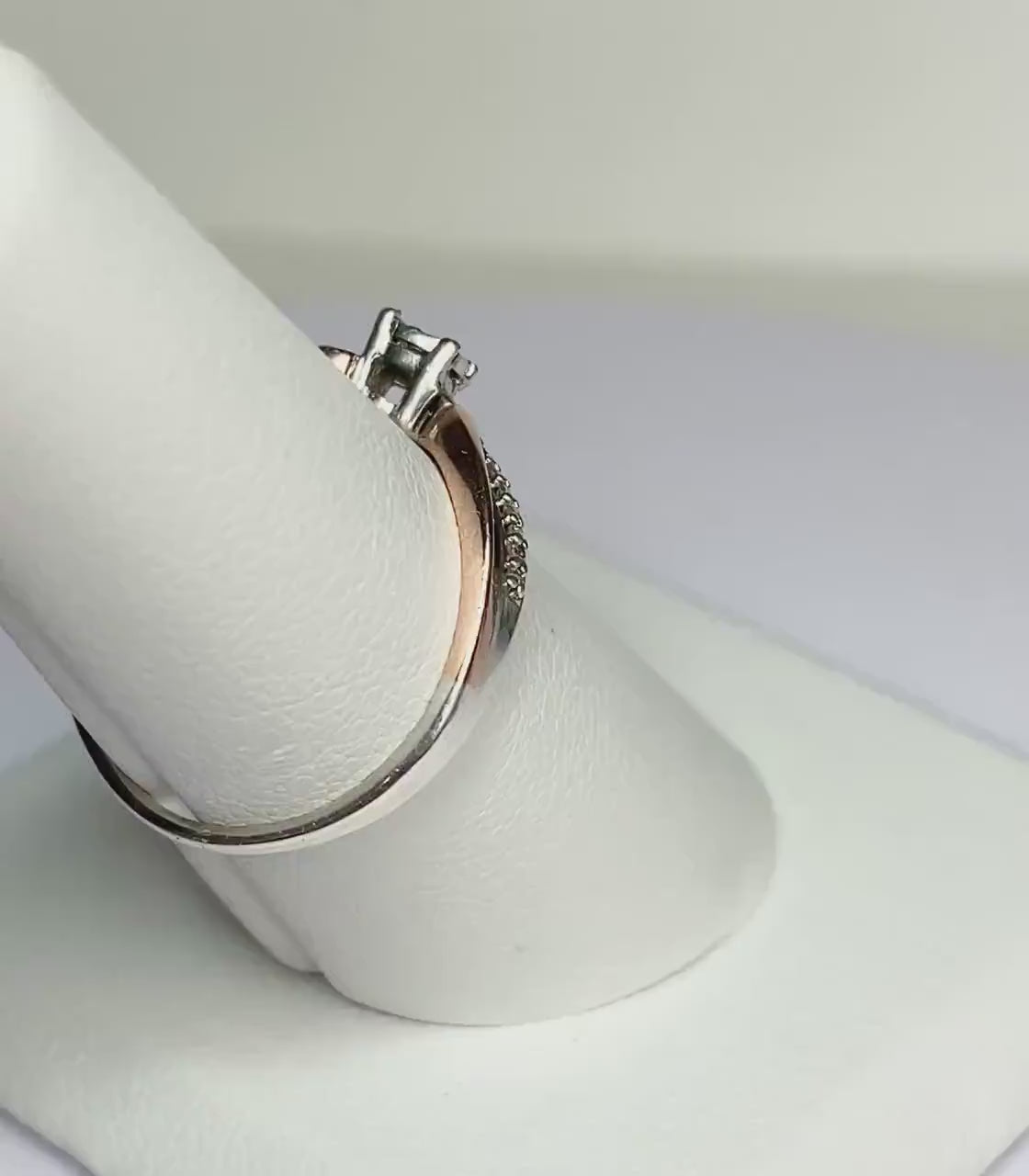 Solid 10k rose gold and sterling silver Diamond band engagement promise ring size 7