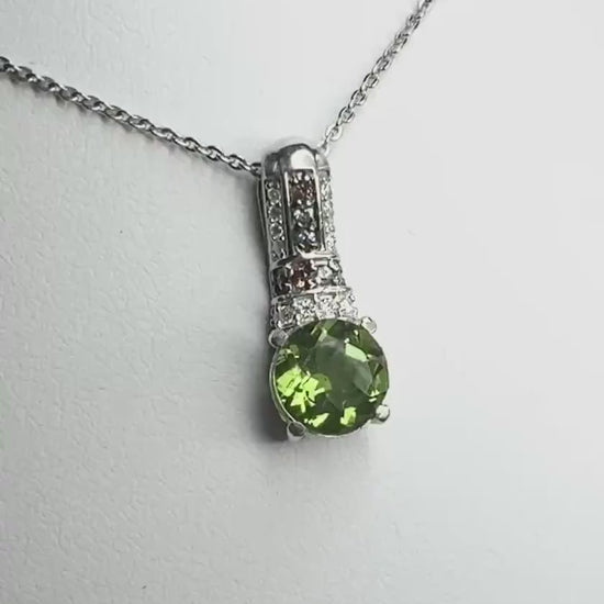 Simulated Diaspore Pendant with Moissanite and Natural Sapphire Accents Necklace in Sterling Silver 20"
