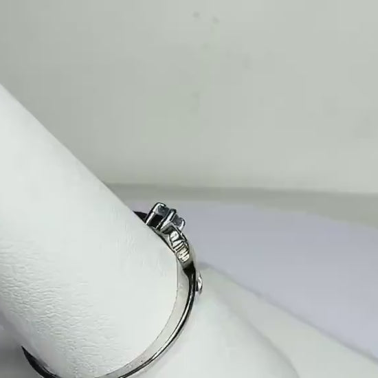 Natural Light Blue Sapphire ring Swirl Band of Sterling Silver size 7