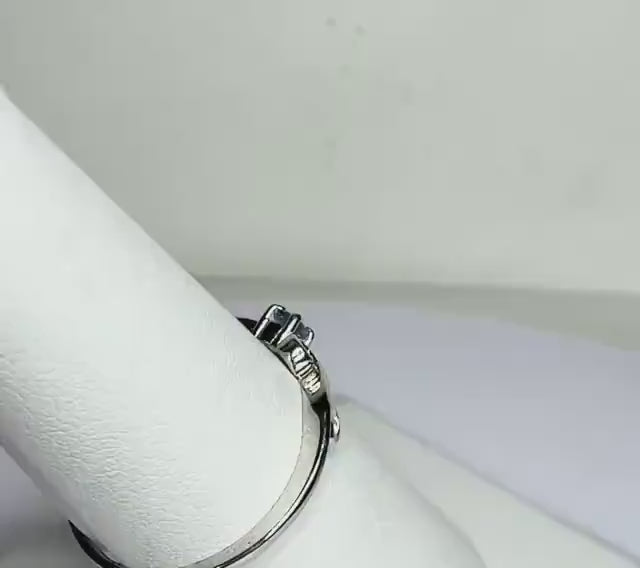 Natural Light Blue Sapphire ring Swirl Band of Sterling Silver size 7