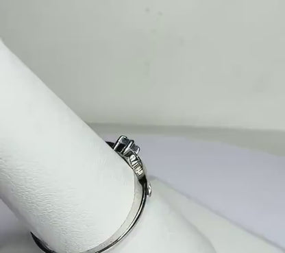 Natural Light Blue Sapphire ring Swirl Band of Sterling Silver size 7