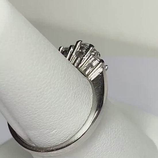 Natural Very Light PINK UNTREATED .22ct DIAMOND with .30ctw white Diamonds in Platinum 3 Stone Ring  With Report size 6.75