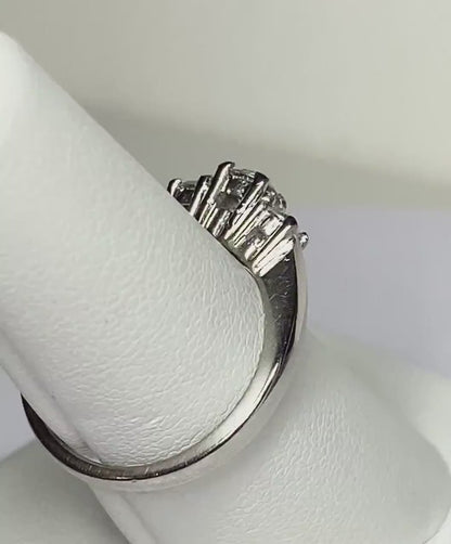 Natural Very Light PINK UNTREATED .22ct DIAMOND with .30ctw white Diamonds in Platinum 3 Stone Ring  With Report size 6.75