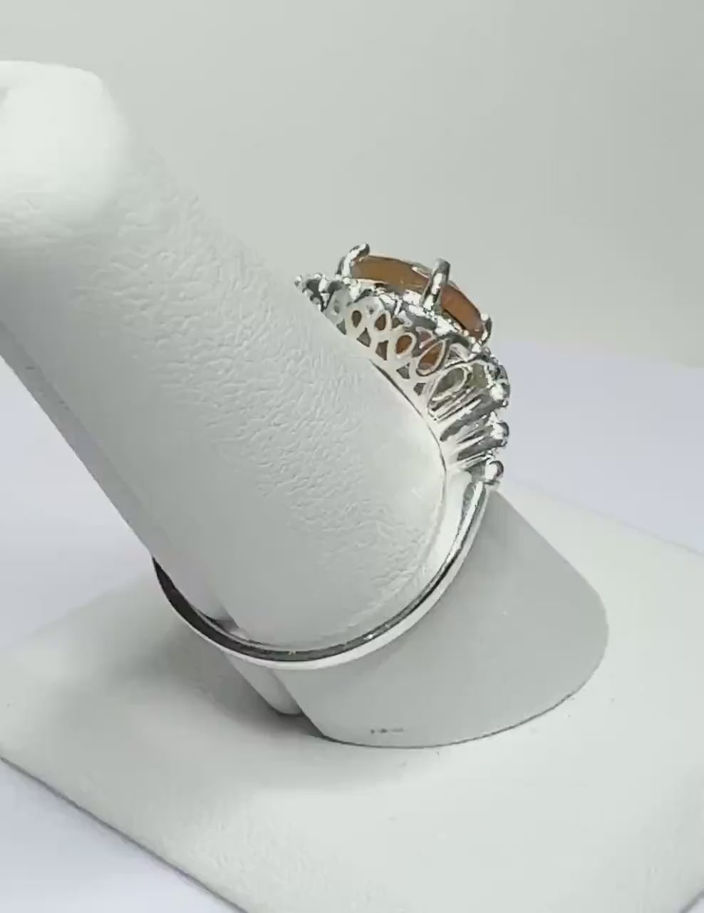 Oregon Fire Opal Fancy Lacy Filigree Ring in Sterling Silver size 8 PLEASE READ