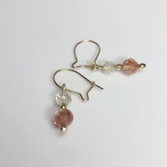 Solid 14k Oregon Sunstone multi-color dangle drop earrings