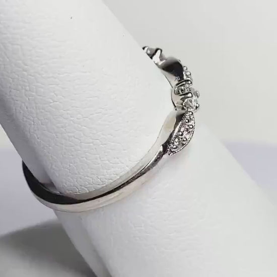 Diamond Band Ring 1/4 Stackable Wedding Anniversary Milgrain Solid 10k White Gold size 7