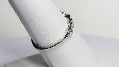 Diamond Band Ring 1/4 Stackable Wedding Anniversary Milgrain Solid 10k White Gold size 7