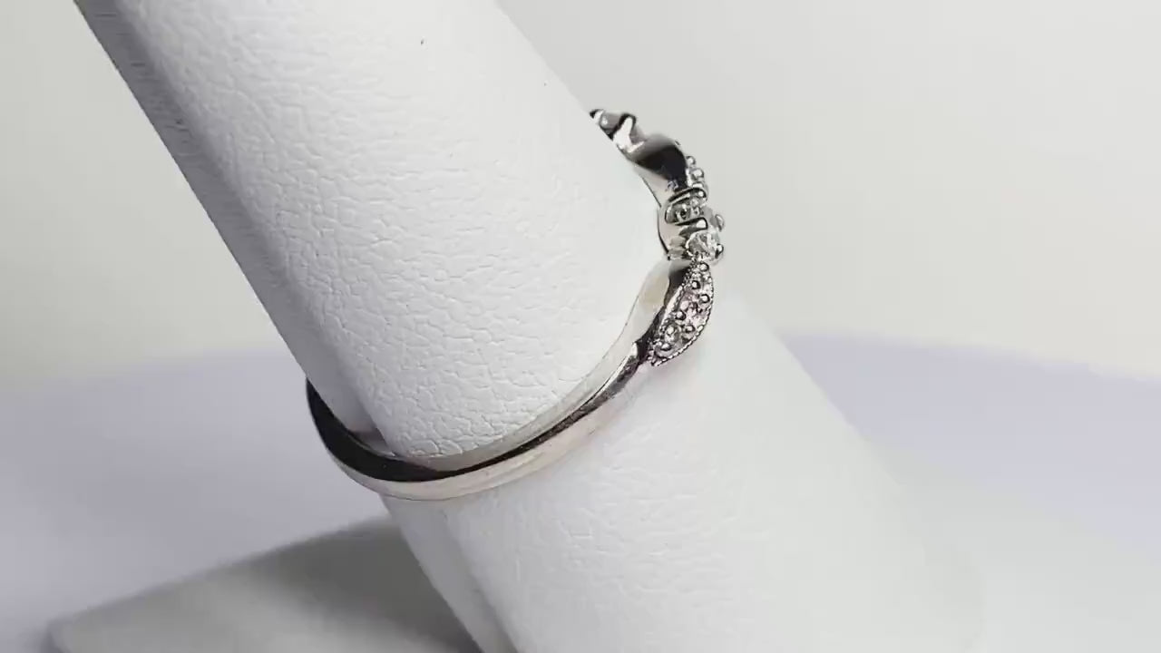 Diamond Band Ring 1/4 Stackable Wedding Anniversary Milgrain Solid 10k White Gold size 7