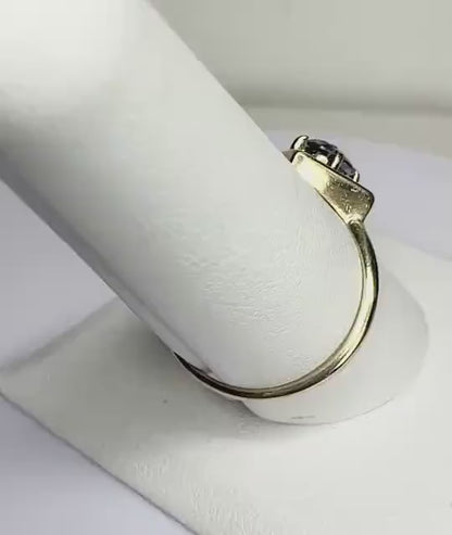 Geometric Iolite Solitaire Ring in Solid 10k Gold size 8.75